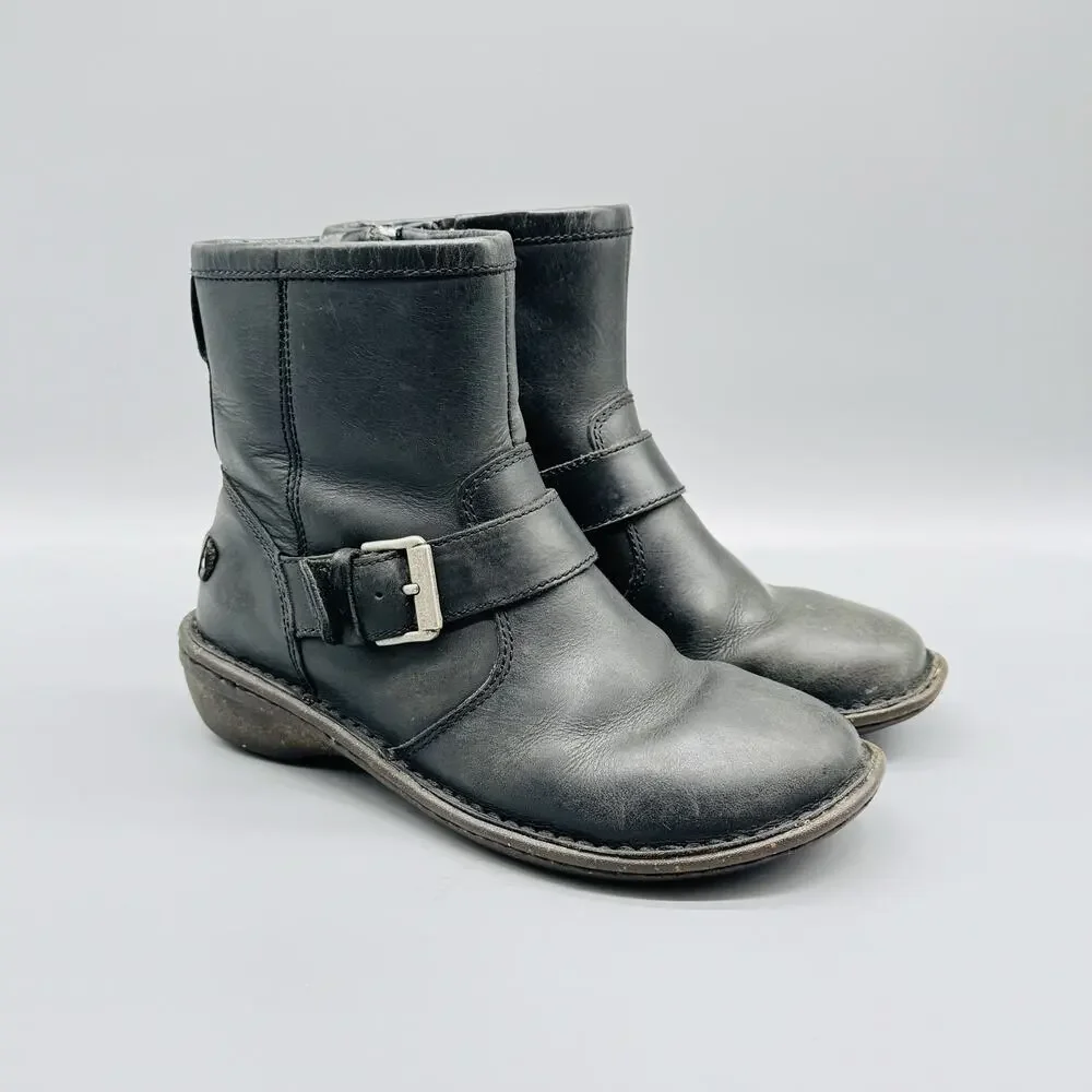 UGG Boots Womens 5 Leather Shearling Lined Buckle Winter Casual Shoes
